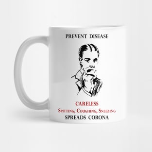 PREVENT DISEASE CORONA Vintage 1920s Health Campaign Mug